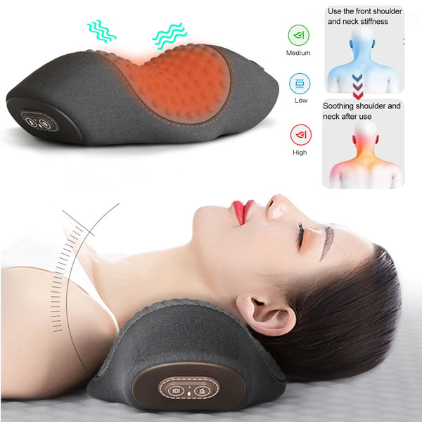 Vibration Heating Waist Massager Lumbar Pillow Back Stretcher Waist Protcetion Relax Back Pain Relief Waist Support Lumbar Pad