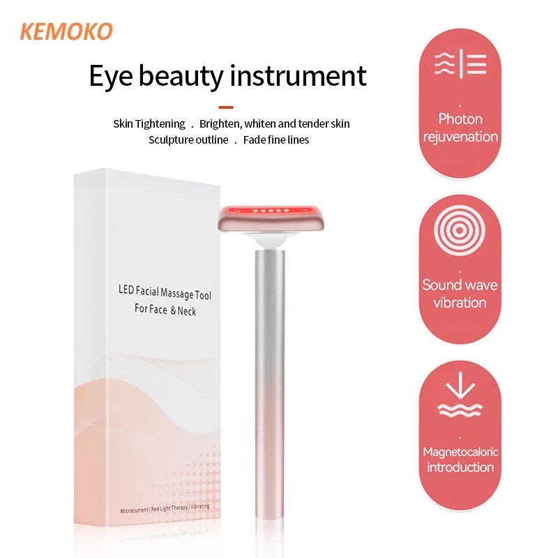 Microcurrent EMS Facial Wand Face Massager Red Ligh Facial Fade Eye Line Magic Dark Circle Wand Therapy Infrared Beauty Device