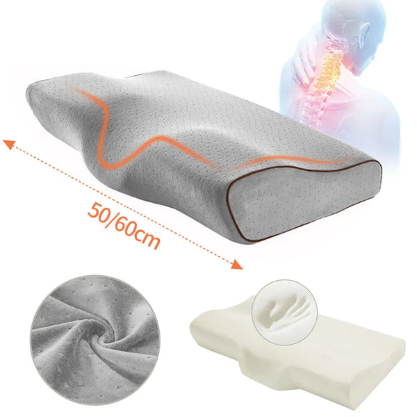 Orthopedic Memory Foam Pillow 60x34cm Slow Rebound Soft Memory Slepping Pillows Butterfly Shaped Relax The Cervical For Adult