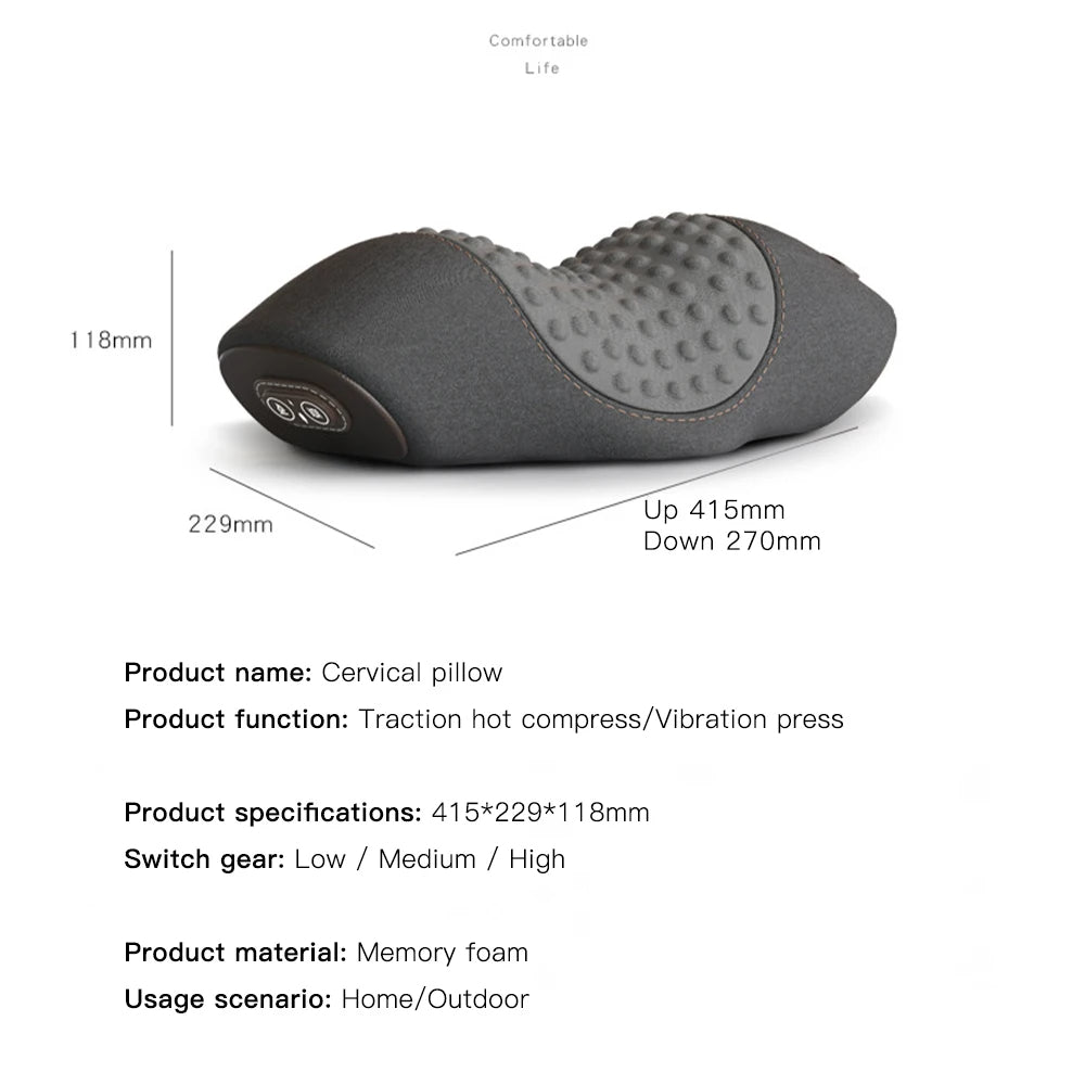 Vibration Heating Waist Massager Lumbar Pillow Back Stretcher Waist Protcetion Relax Back Pain Relief Waist Support Lumbar Pad