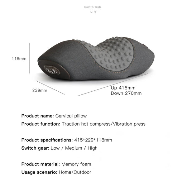 Vibration Heating Waist Massager Lumbar Pillow Back Stretcher Waist Protcetion Relax Back Pain Relief Waist Support Lumbar Pad