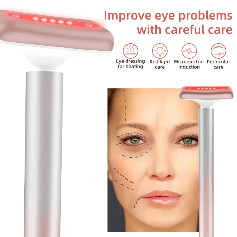 Microcurrent EMS Facial Wand Face Massager Red Ligh Facial Fade Eye Line Magic Dark Circle Wand Therapy Infrared Beauty Device