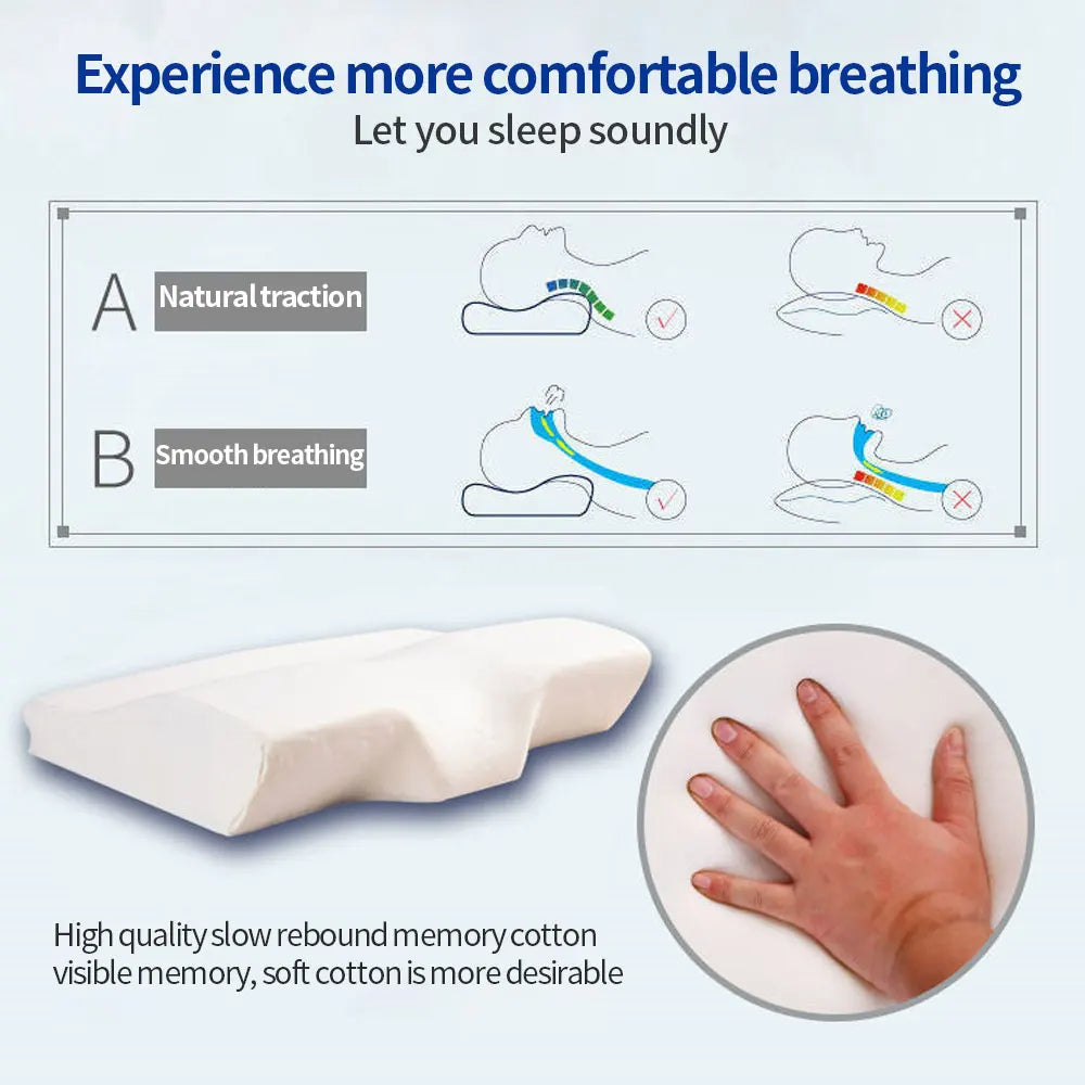 Orthopedic Memory Foam Pillow 60x34cm Slow Rebound Soft Memory Slepping Pillows Butterfly Shaped Relax The Cervical For Adult