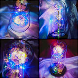 LED Galaxy Rose Gifts Flowers Rose in Glass Dome Valentines Gifts for Him Women