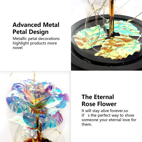 LED Galaxy Rose Gifts Flowers Rose in Glass Dome Valentines Gifts for Him Women
