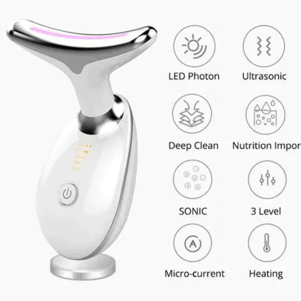 Wavy Chic Beauty Facial Massager, 7 Color Wavy Acne Beauty Microcurrent Facial Device Skin Firming for Face Neck Beauty Device,