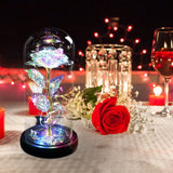 LED Galaxy Rose Gifts Flowers Rose in Glass Dome Valentines Gifts for Him Women