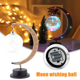 Moon Lamp Sepak Takraw Line Rattan Handmade LED Hemp Rope Wrought Iron Night Light Home Decoration Sleeping Lantern Light