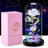 LED Galaxy Rose Gifts Flowers Rose in Glass Dome Valentines Gifts for Him Women