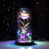 LED Galaxy Rose Gifts Flowers Rose in Glass Dome Valentines Gifts for Him Women