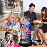 LED Galaxy Rose Gifts Flowers Rose in Glass Dome Valentines Gifts for Him Women