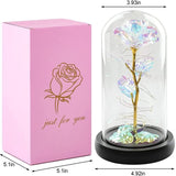 LED Galaxy Rose Gifts Flowers Rose in Glass Dome Valentines Gifts for Him Women