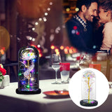LED Galaxy Rose Gifts Flowers Rose in Glass Dome Valentines Gifts for Him Women