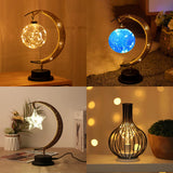 Moon Lamp Sepak Takraw Line Rattan Handmade LED Hemp Rope Wrought Iron Night Light Home Decoration Sleeping Lantern Light